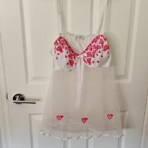 Elegant White and Pink Heart Chemise